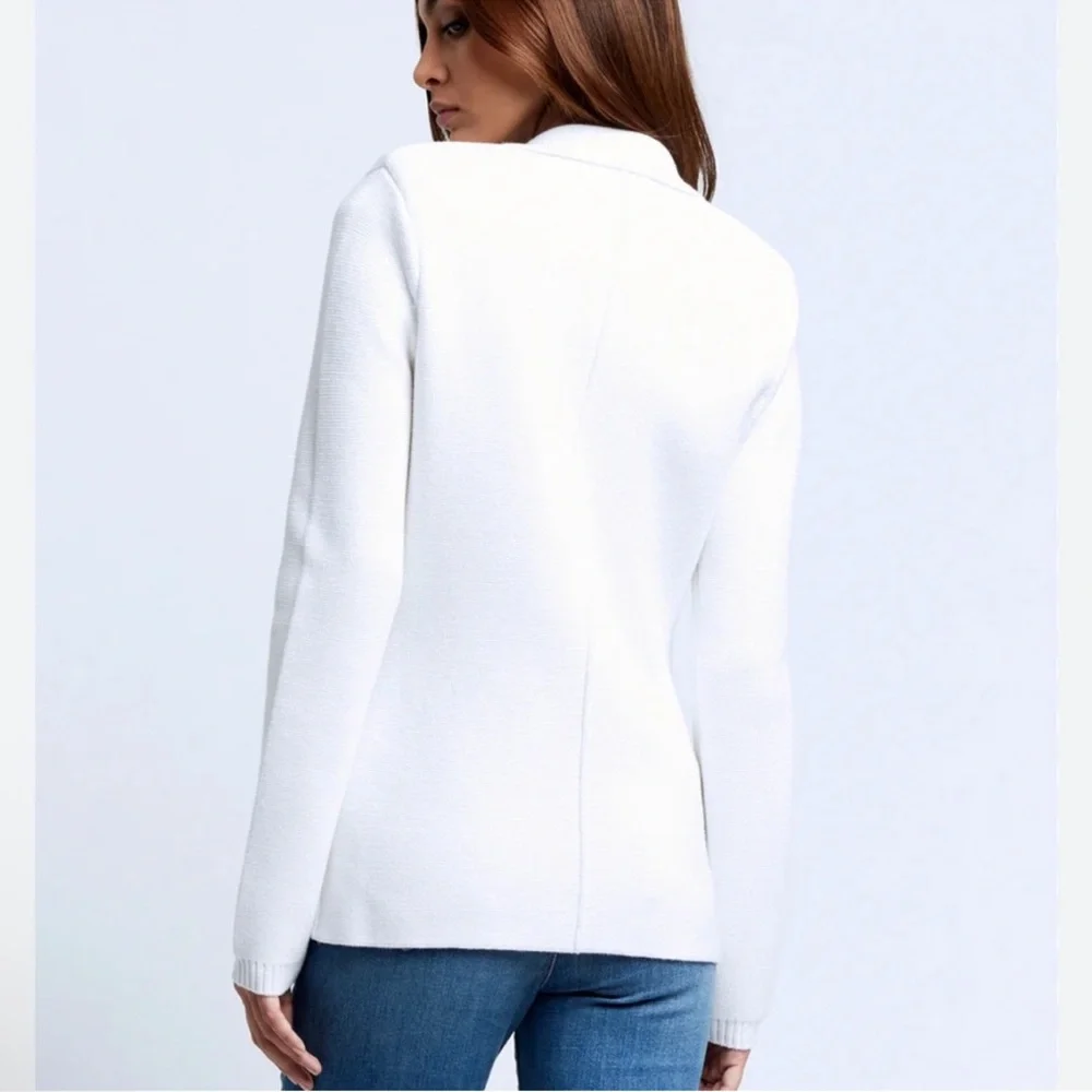 L'Agence Lacey White Knit Blazer